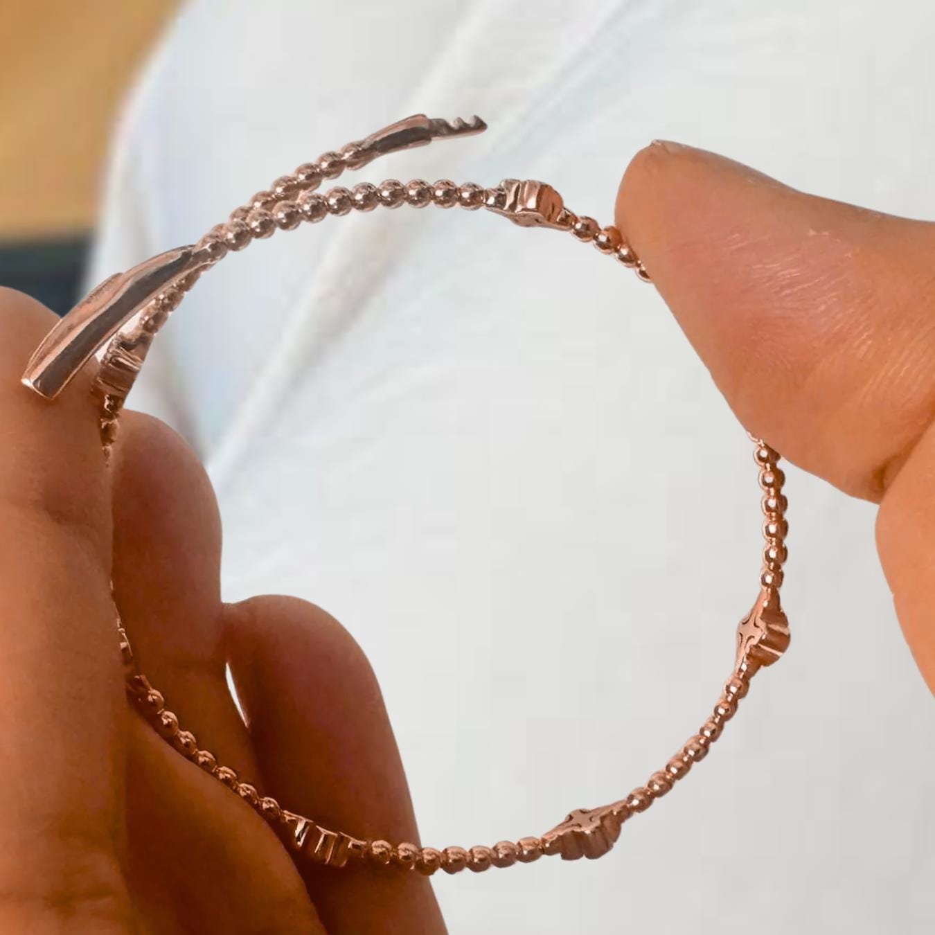 1TCW Lab Grown Diamond Bracelet, Beaded Flexible Bangle, Flower Cluster, 14k Solid Yellow White Rose Gold, Flexible Diamond Bangle