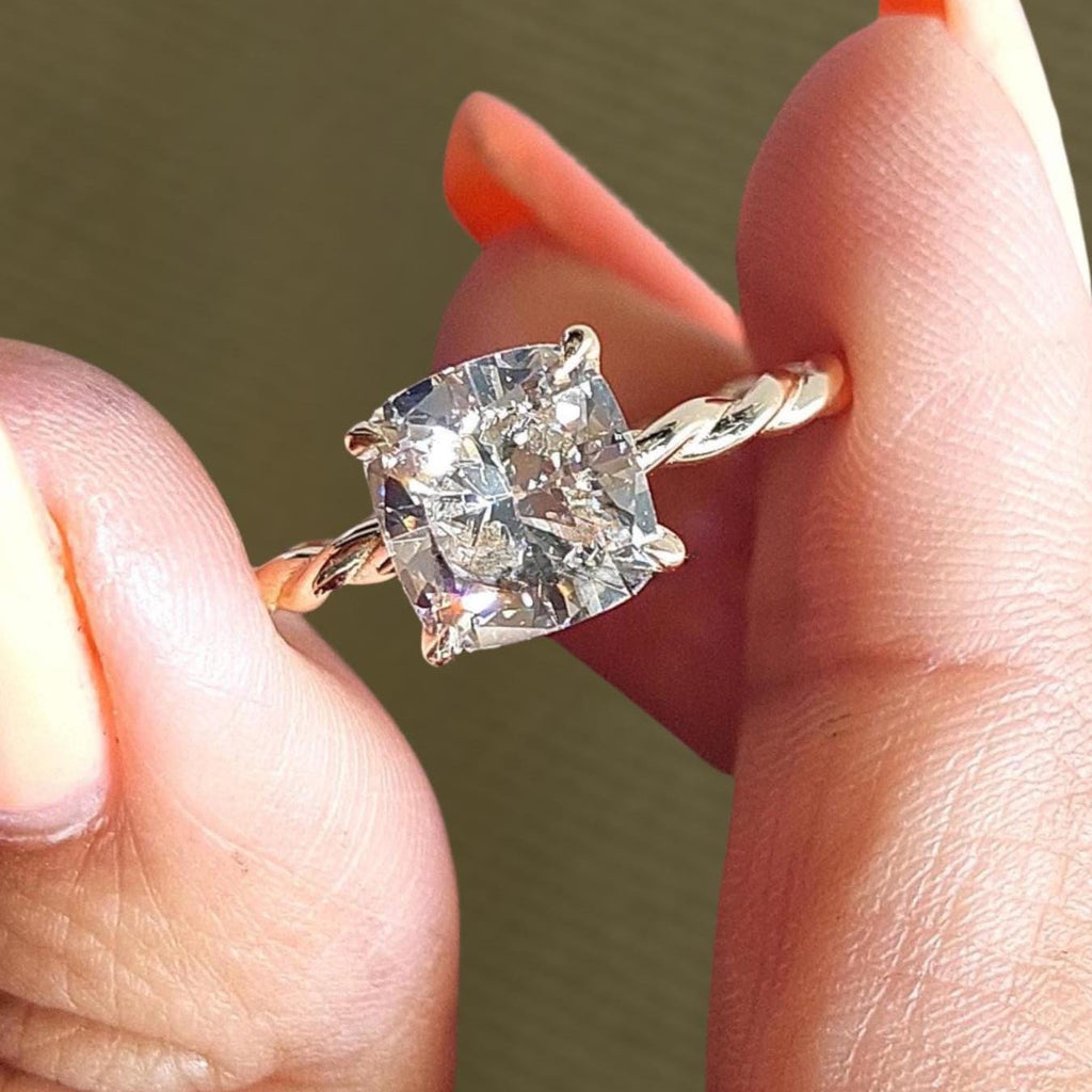 Vintage 2 Carat Lab Grown Diamond Engagement Ring 14K Solid Gold IGI Certified Diamond Ring