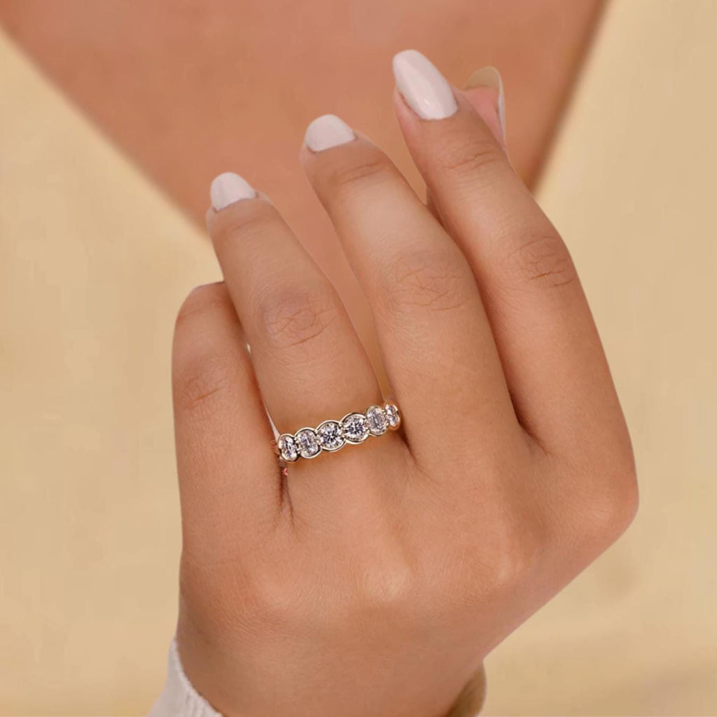 14K Lab Grown Six Stone Diamond Wedding Band