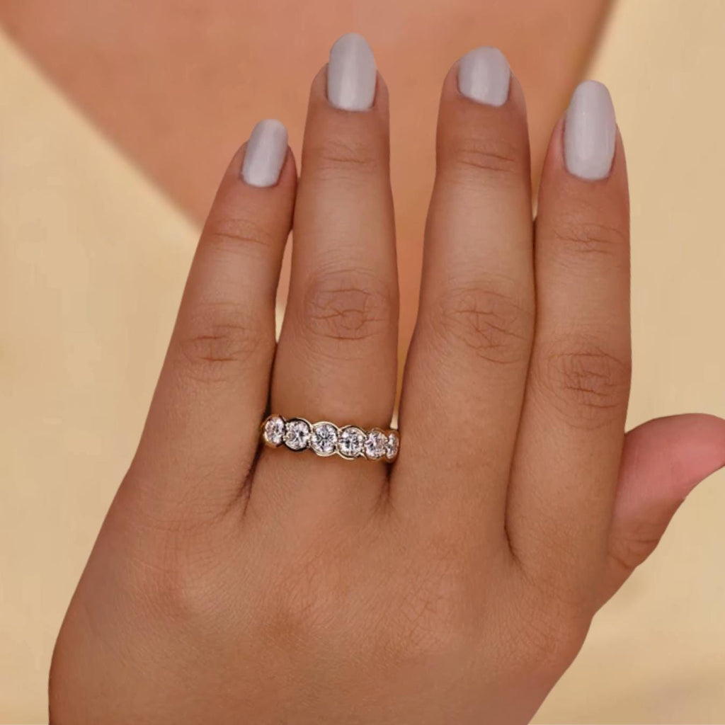 14K Lab Grown Six Stone Diamond Wedding Band