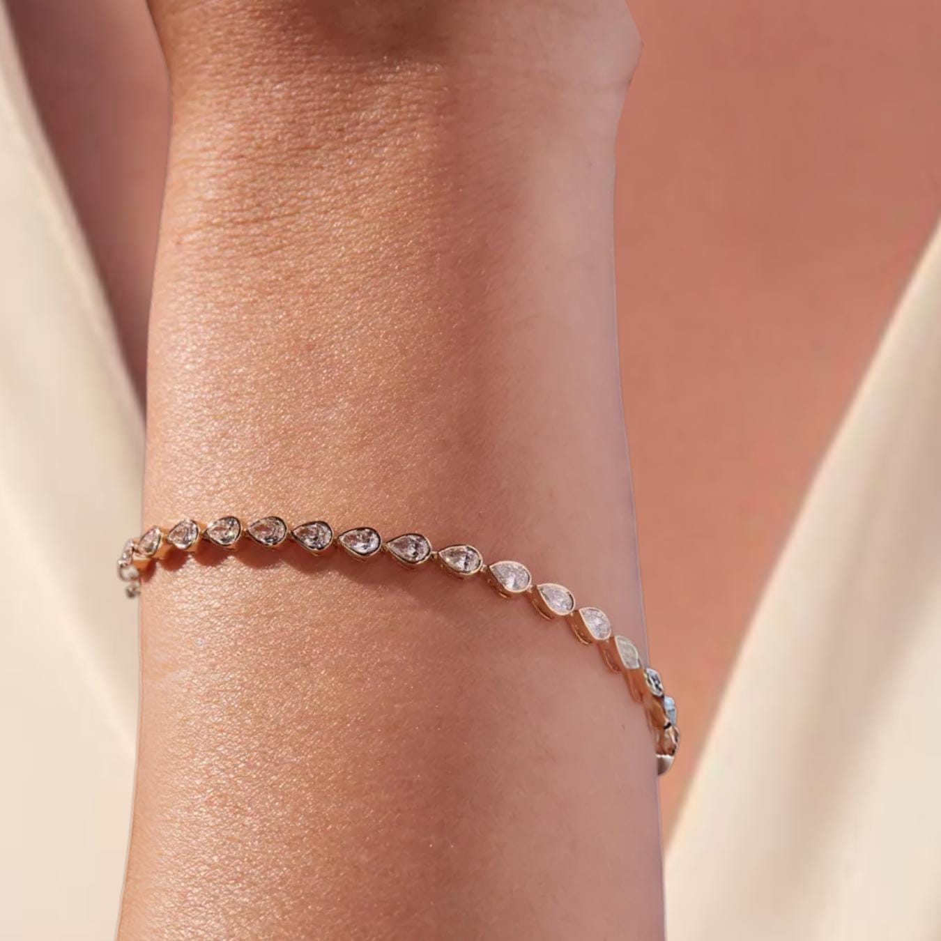 14K Yellow Gold Lab Grown Diamond Bracelet Bezel Set Tennis Bracelet for her Gift for Mom