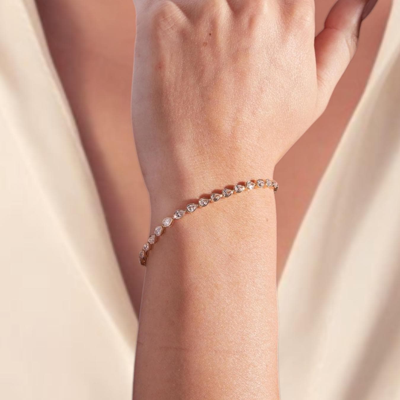 14K Yellow Gold Lab Grown Diamond Bracelet Bezel Set Tennis Bracelet for her Gift for Mom