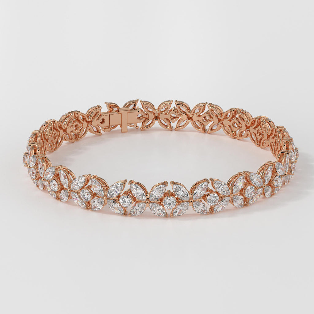 14K Gold Nature-Inspired Lab Grown Diamond Tennis Bracelet, Women's Bracelets