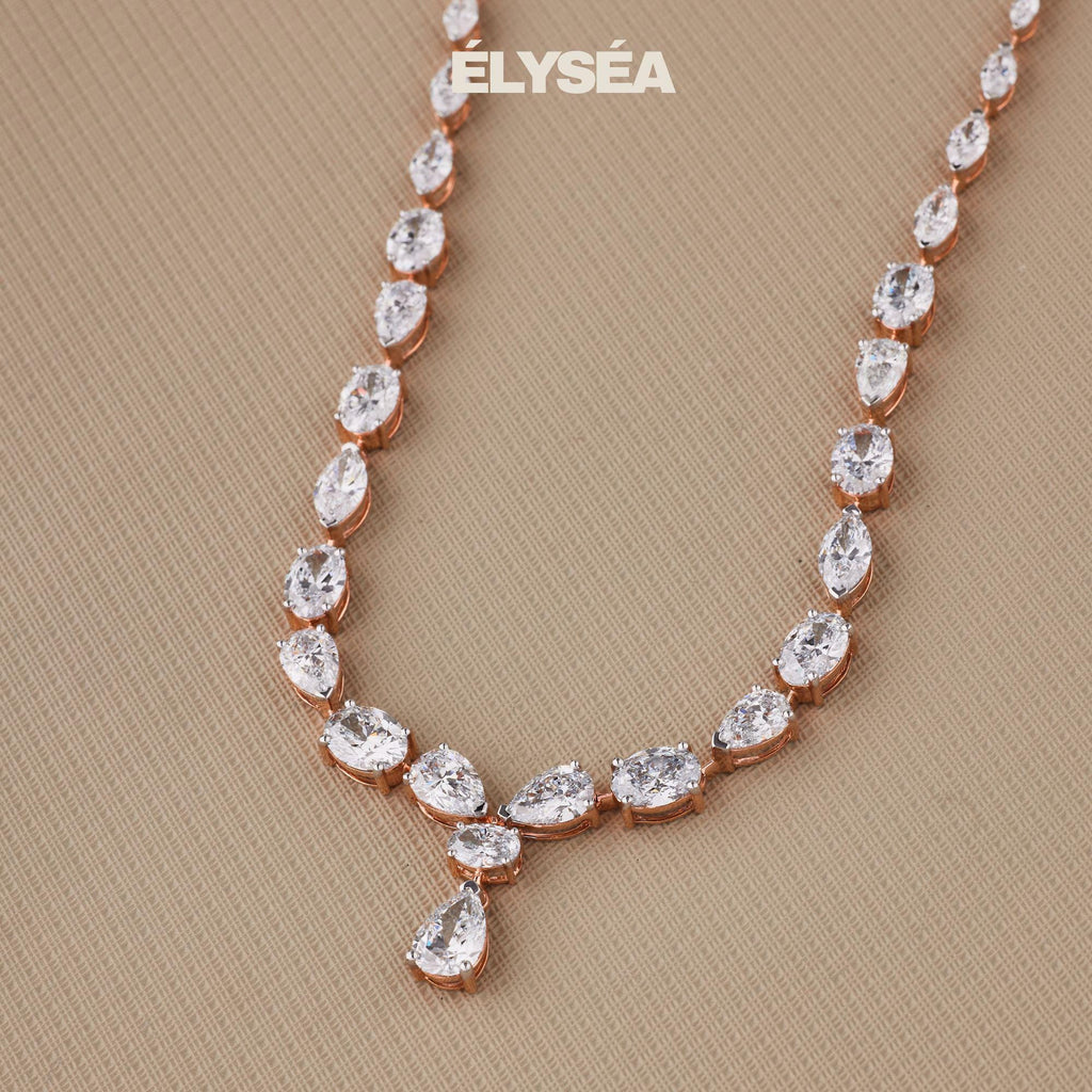 Tennis Necklace / Diamond Tennis Necklace  / 13.87 Carat Multi Shape Diamond Necklace /  Marquise Pear Oval Cut Lab Grown Diamond