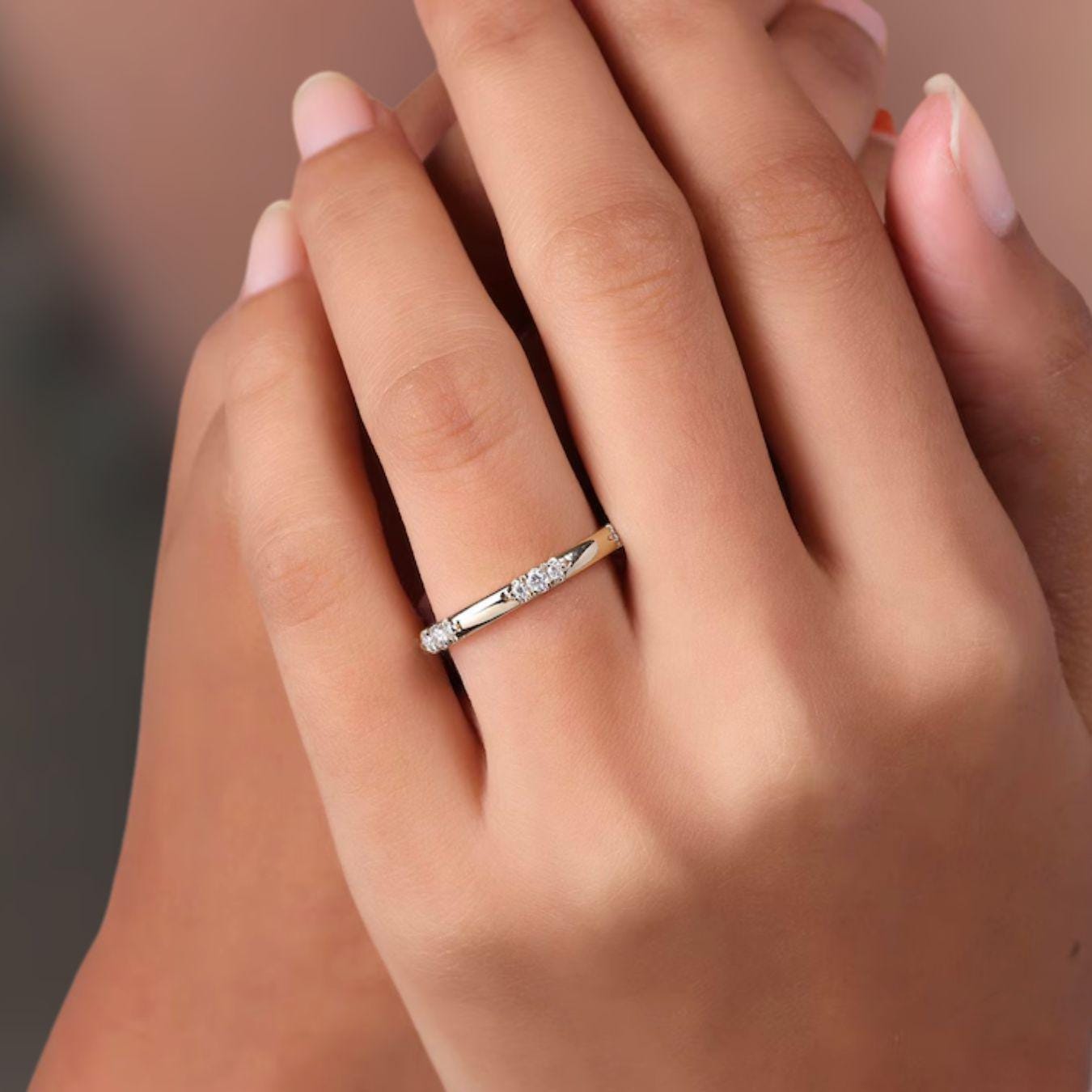 14K Gold Lab Grown Diamond Wedding Matching Band, Bridal Ring Gifts