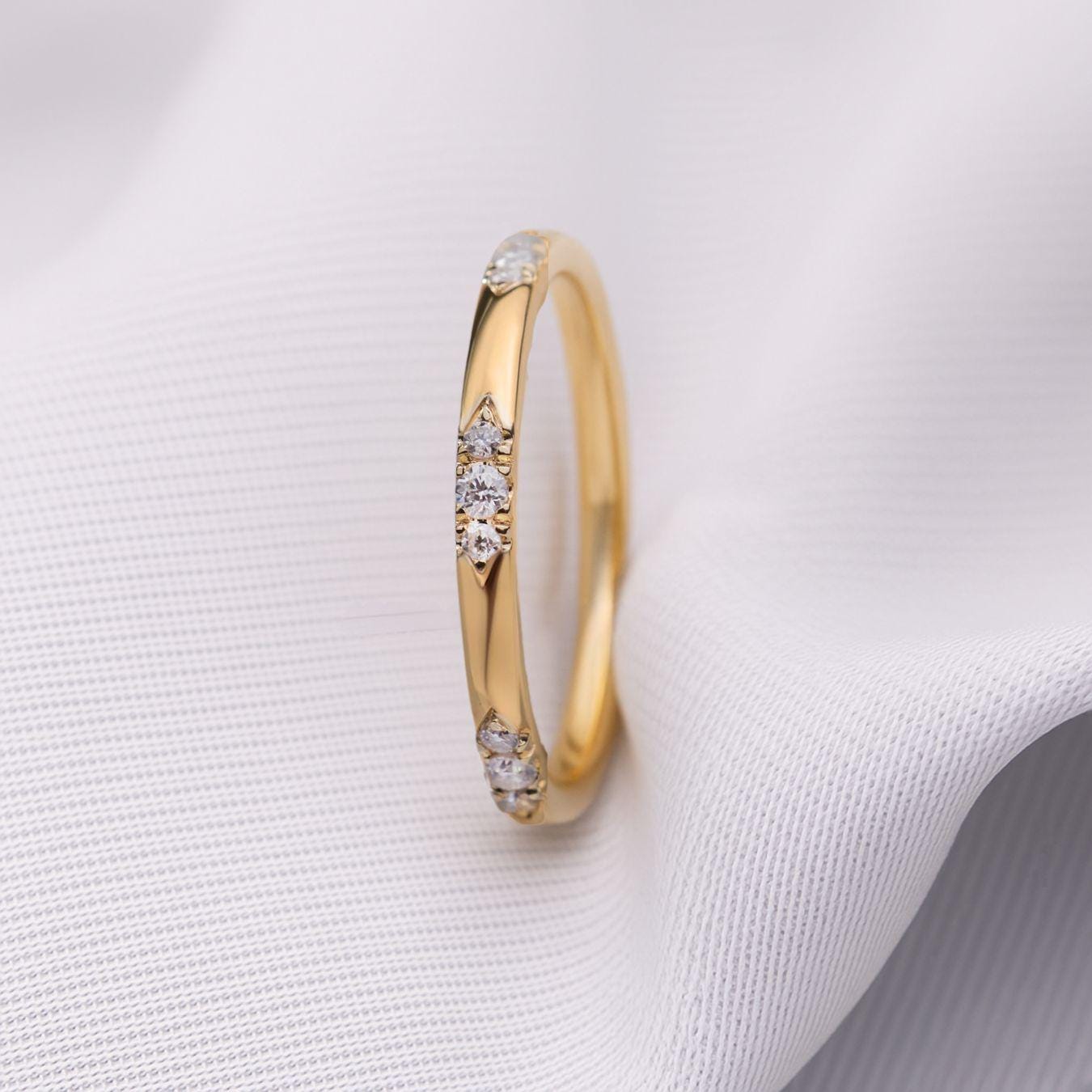 14K Gold Lab Grown Diamond Wedding Matching Band, Bridal Ring Gifts