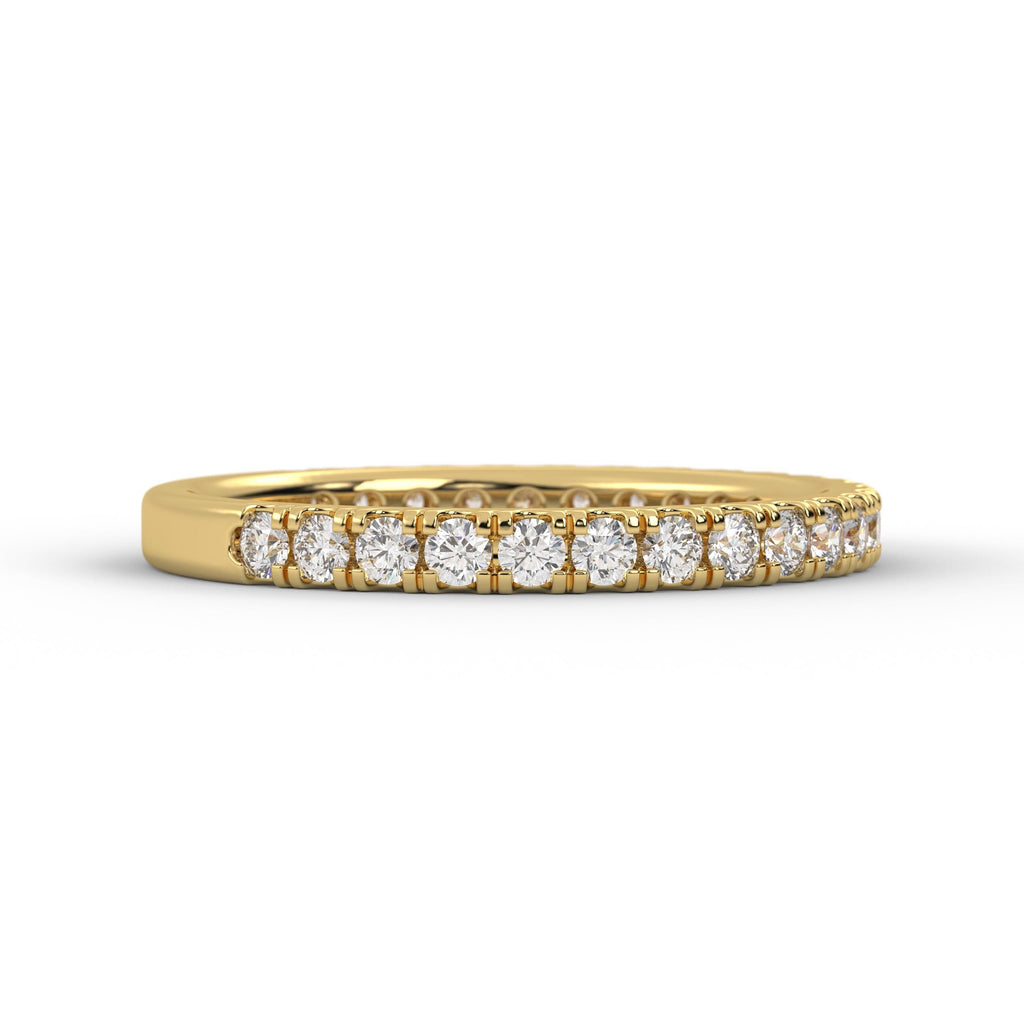14K Gold Yellow Gold Diamond Wedding Band, Half Eternity Anniversary Band
