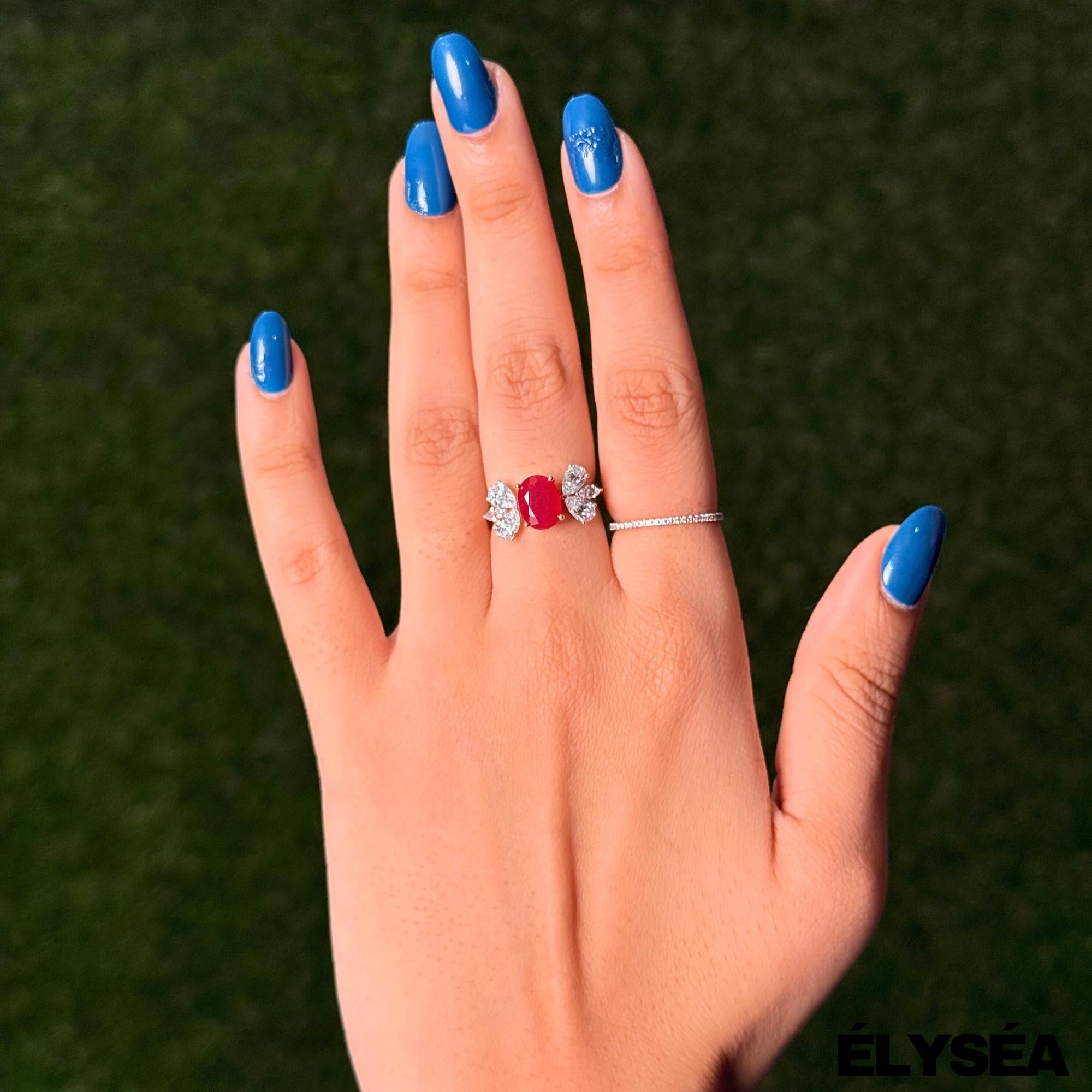 Ruby Ring / Ruby Engagement Ring in 14k Gold / Oval Cut Lab grown Ruby Diamond Ring/ July Birthstone/ Promise Ring/ Gift For Women
