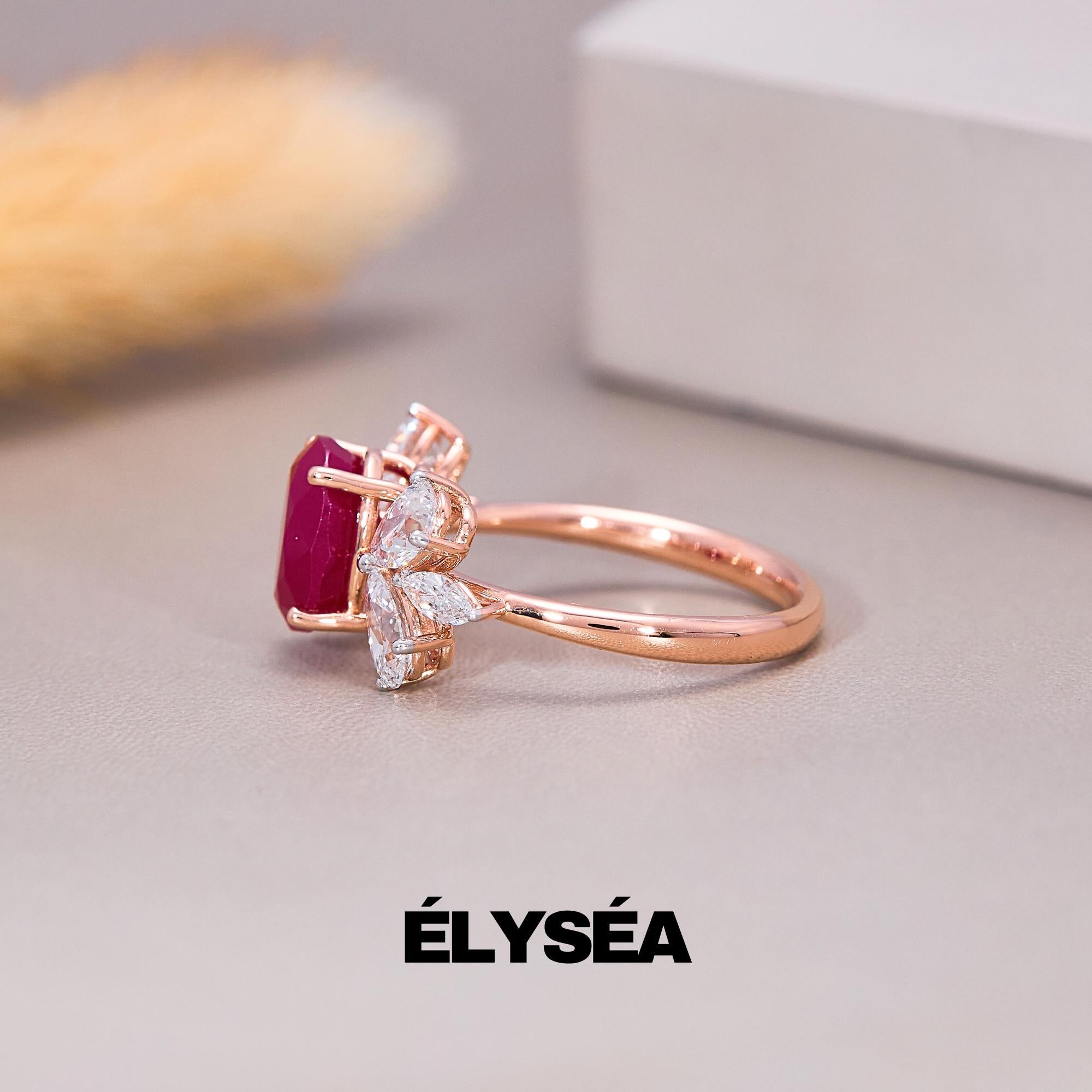 Ruby Ring / Ruby Engagement Ring in 14k Gold / Oval Cut Lab grown Ruby Diamond Ring/ July Birthstone/ Promise Ring/ Gift For Women