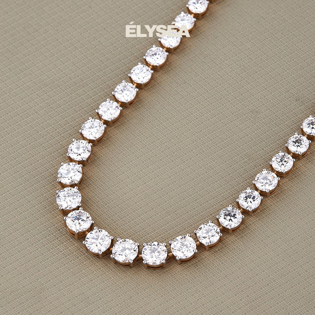 Lab Grown Diamond Tennis Necklace 22.92ctw, 14k Gold Classic Prong Setting Statement Jewelry, Wedding Necklace by Elysea Fine Jewelry