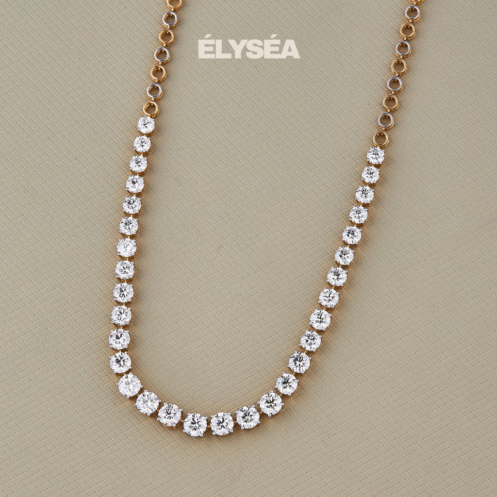 Lab Grown Diamond Tennis Necklace 22.92ctw, 14k Gold Classic Prong Setting Statement Jewelry, Wedding Necklace by Elysea Fine Jewelry