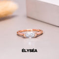 0.5 Carat East West Marquise Cut Solitaire Ring Available 14k-18k Gold /Modern Minimalist Half Bezel Engagement Ring, Lab grown Diamond Ring
