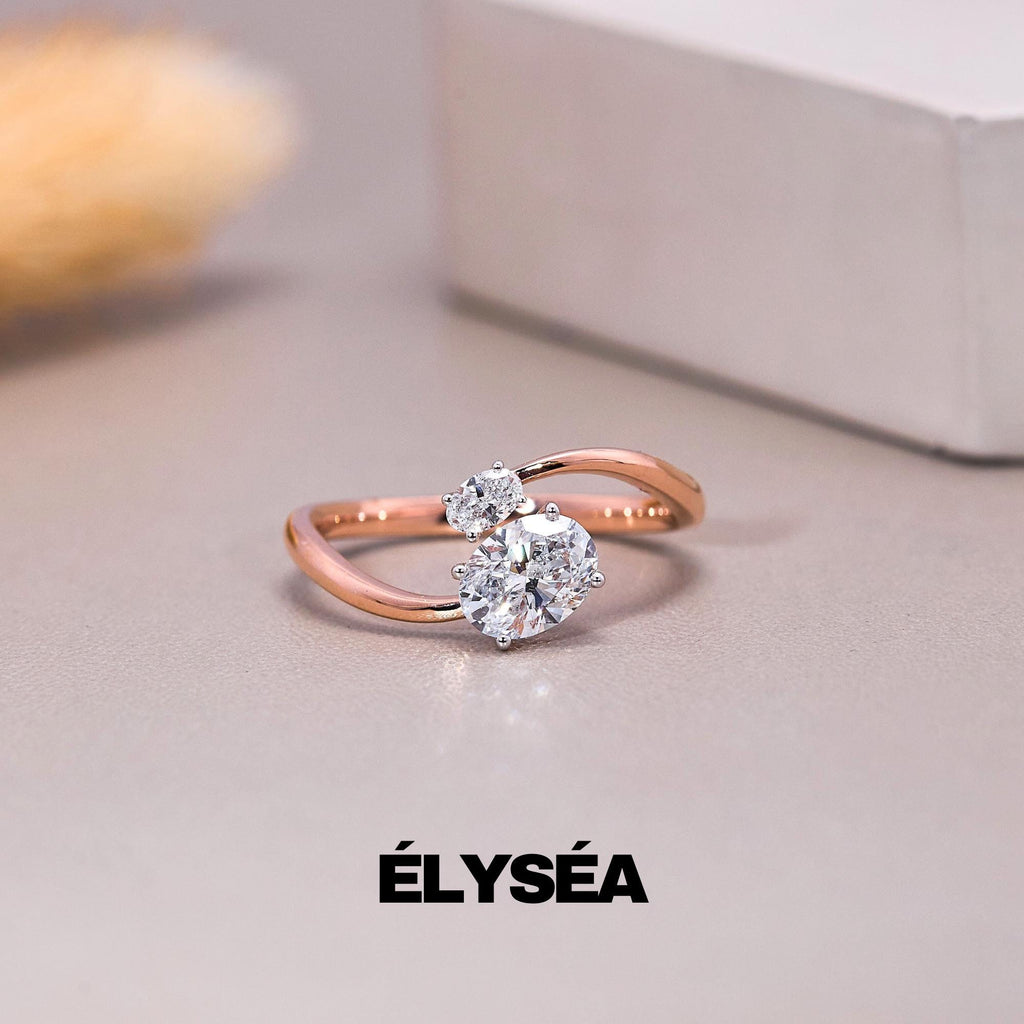 Toi et Moi Ring, Oval Lab grwon diamond ring, Promise Ring, Engagement Ring, Two Stone Ring, Wedding Ring, Anniversary Gift, Gift for Her