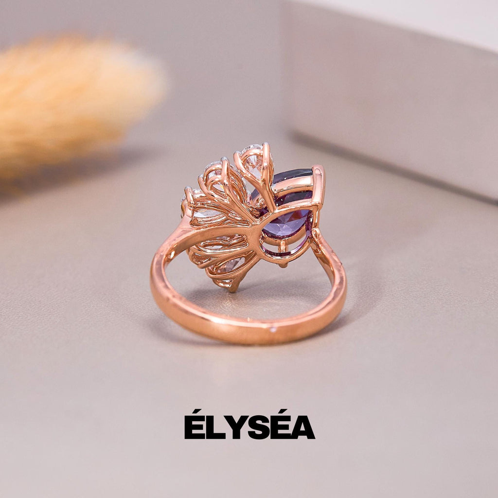Pear cut Diamond Engagement Ring, Unique Amethyst Ring, Pear Cut Engagement Ring, Pear Lab grown Ring gift for her, Birthday Ring