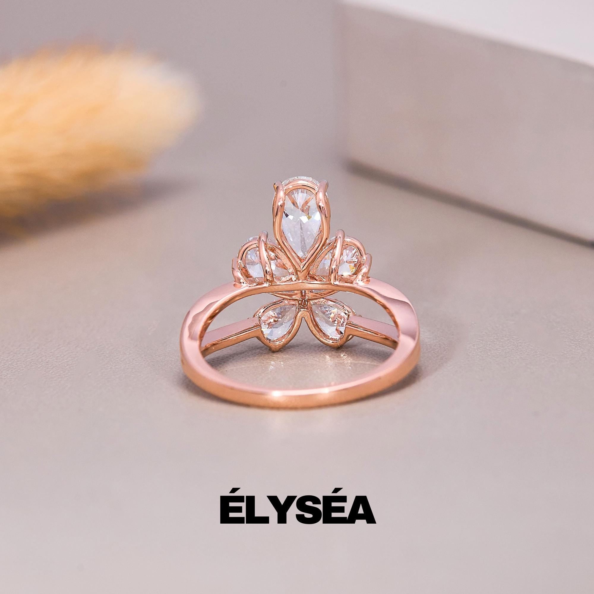 Pear Diamond Promise Ring Solitaire Pear Engagement Ring for Her Birthday Ring for Wife Simple Lab Create Diamond Ring Dainty Diamond Ring