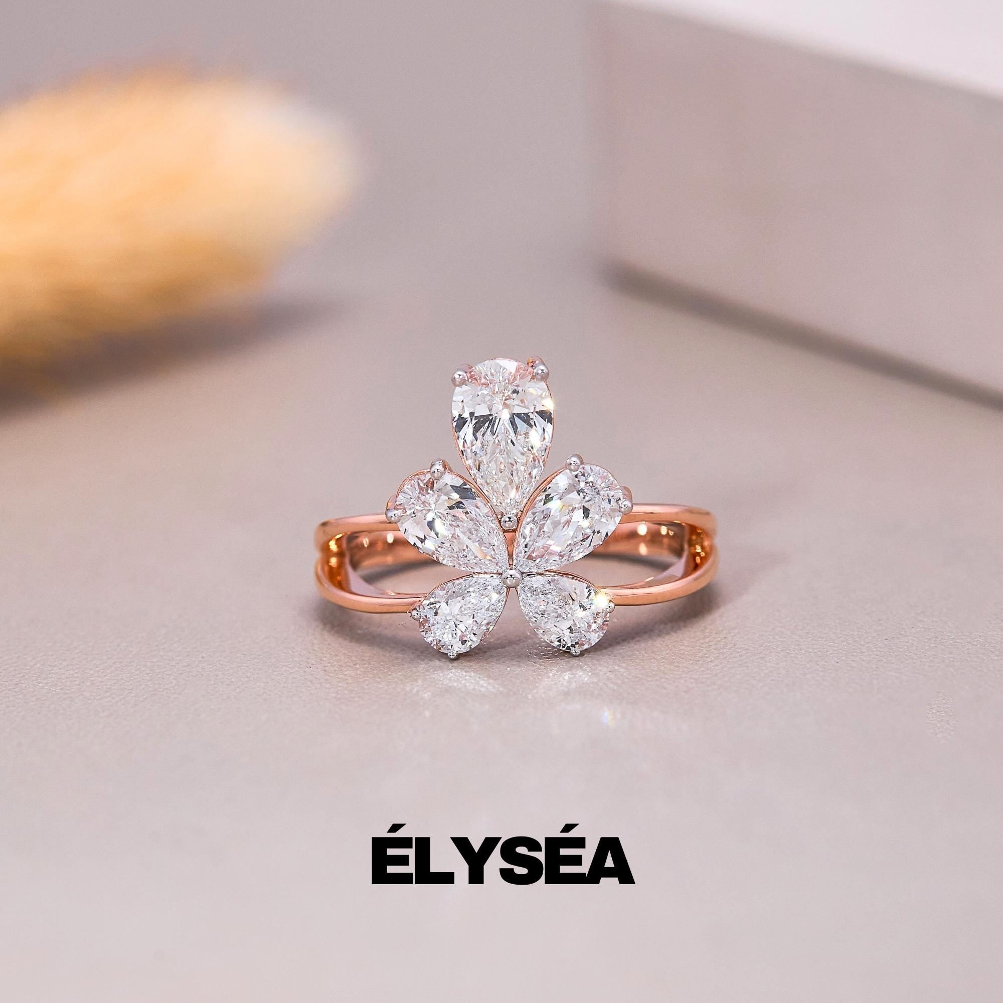 Pear Diamond Promise Ring Solitaire Pear Engagement Ring for Her Birthday Ring for Wife Simple Lab Create Diamond Ring Dainty Diamond Ring