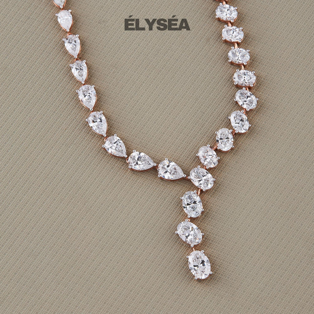 Unique Multi Shape Wedding Necklace, Oval, Pear Cut Diamond Tennis Necklace, 14K Gold Necklace, Lab Grown Diamond Necklace, Diamond Choker