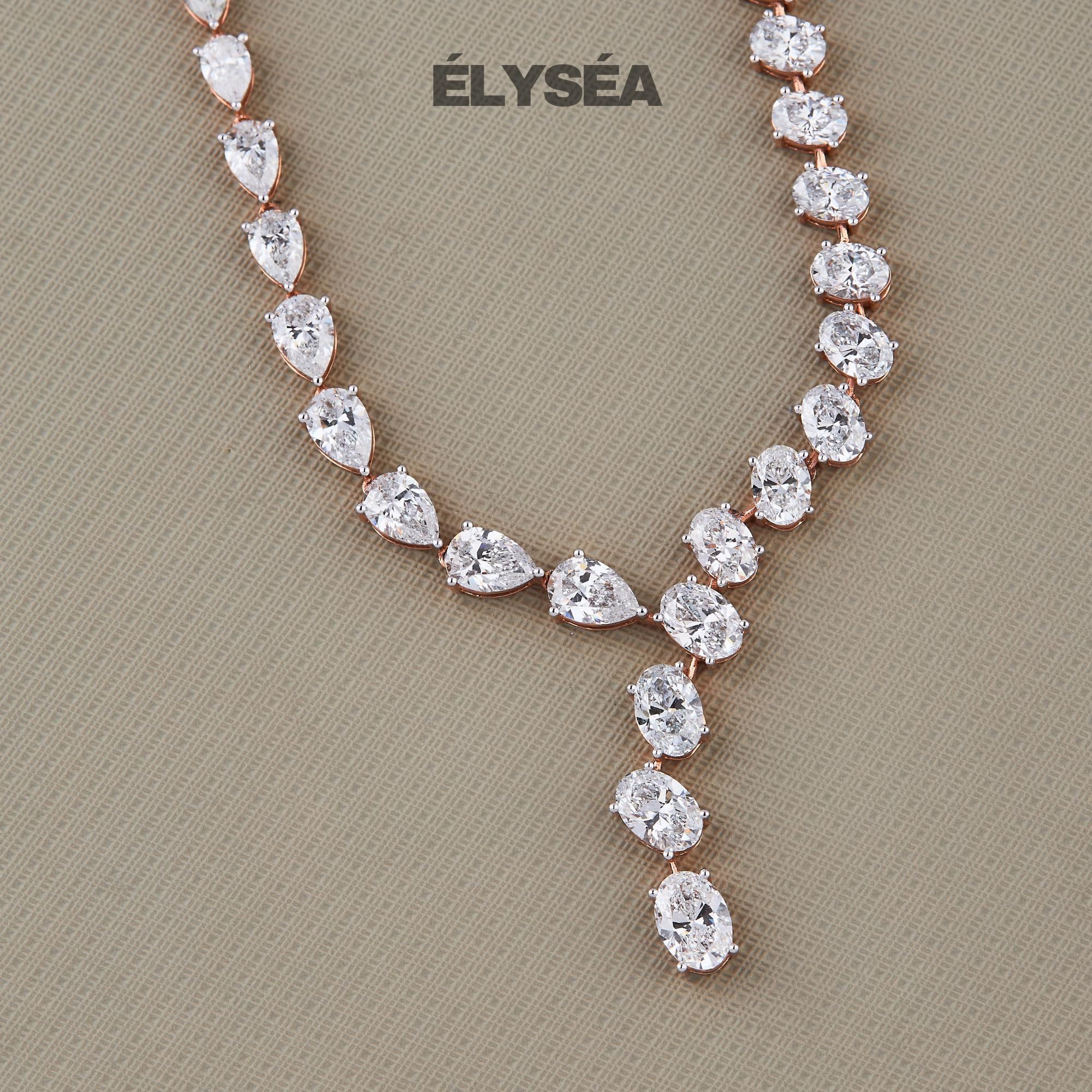Unique Multi Shape Wedding Necklace, Oval, Pear Cut Diamond Tennis Necklace, 14K Gold Necklace, Lab Grown Diamond Necklace, Diamond Choker