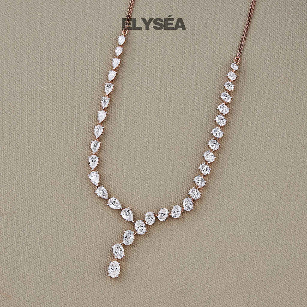 Unique Multi Shape Wedding Necklace, Oval, Pear Cut Diamond Tennis Necklace, 14K Gold Necklace, Lab Grown Diamond Necklace, Diamond Choker