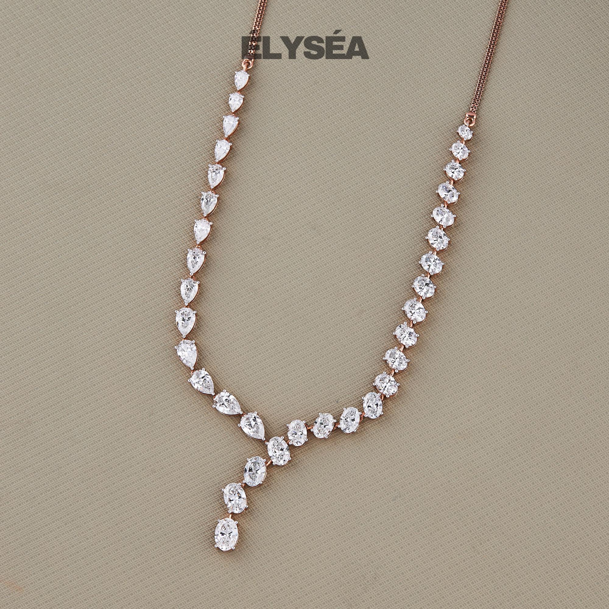 Unique Multi Shape Wedding Necklace, Oval, Pear Cut Diamond Tennis Necklace, 14K Gold Necklace, Lab Grown Diamond Necklace, Diamond Choker