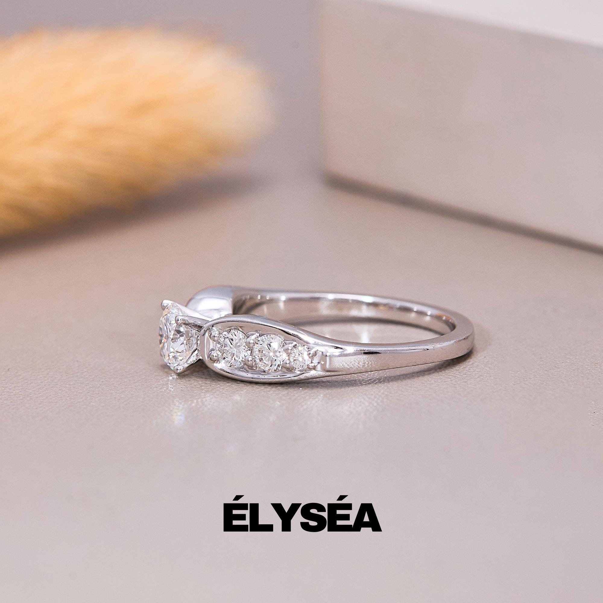 Dainty Round Lab Grown Diamond Promise Ring, Diamond Set in Prongs, Diamond Engagement Ring for Women, Ring in Yellow, White, Rose Gold