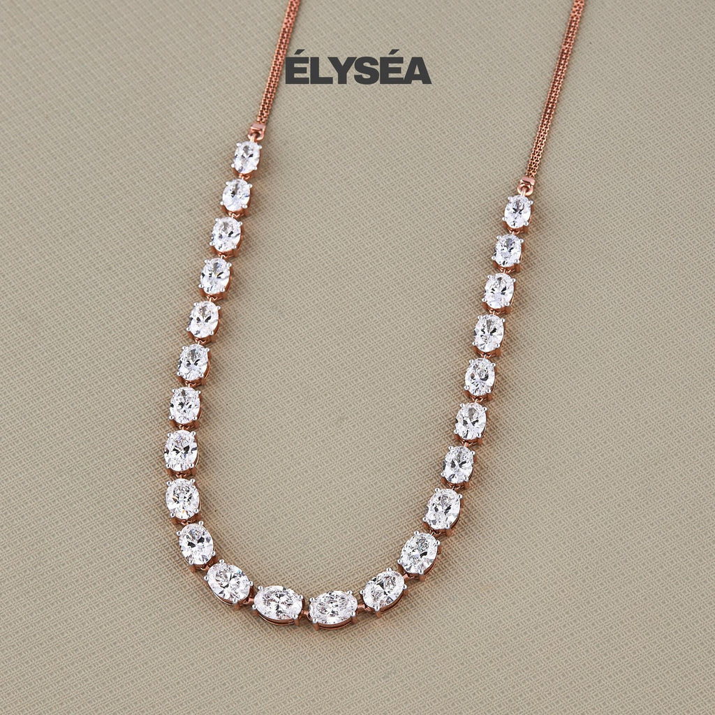 14K Gold Tennis Necklace, Diamond Tennis Necklace, Bridal Jewelry, Oval Cut Wedding Necklace, Bridal Necklace, Layering Necklace Set