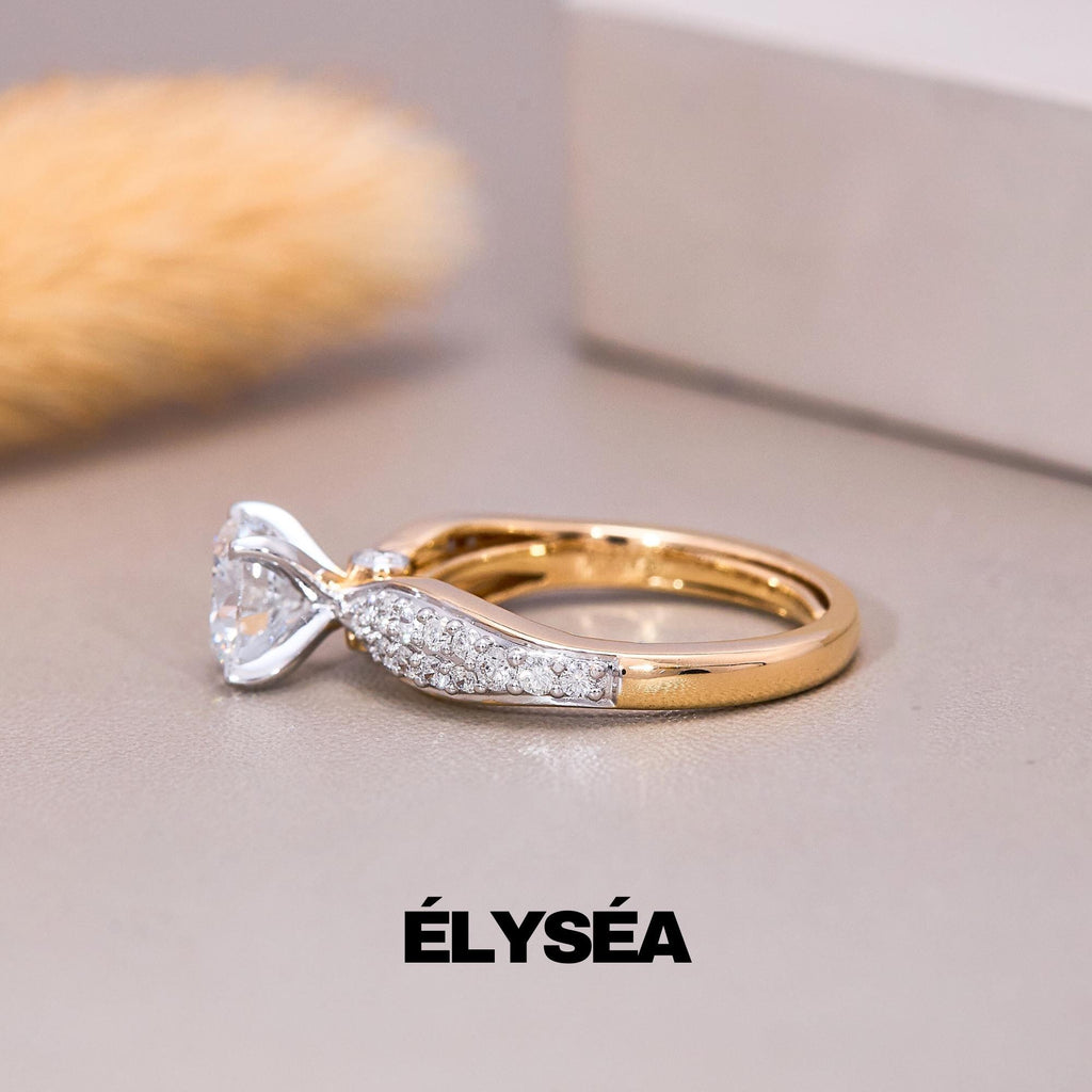 Round Lab Grown Diamond 14K Yellow Gold Engagement Ring, Promise Ring, Diamond Engagement Ring for Women, Wedding Ring for Her
