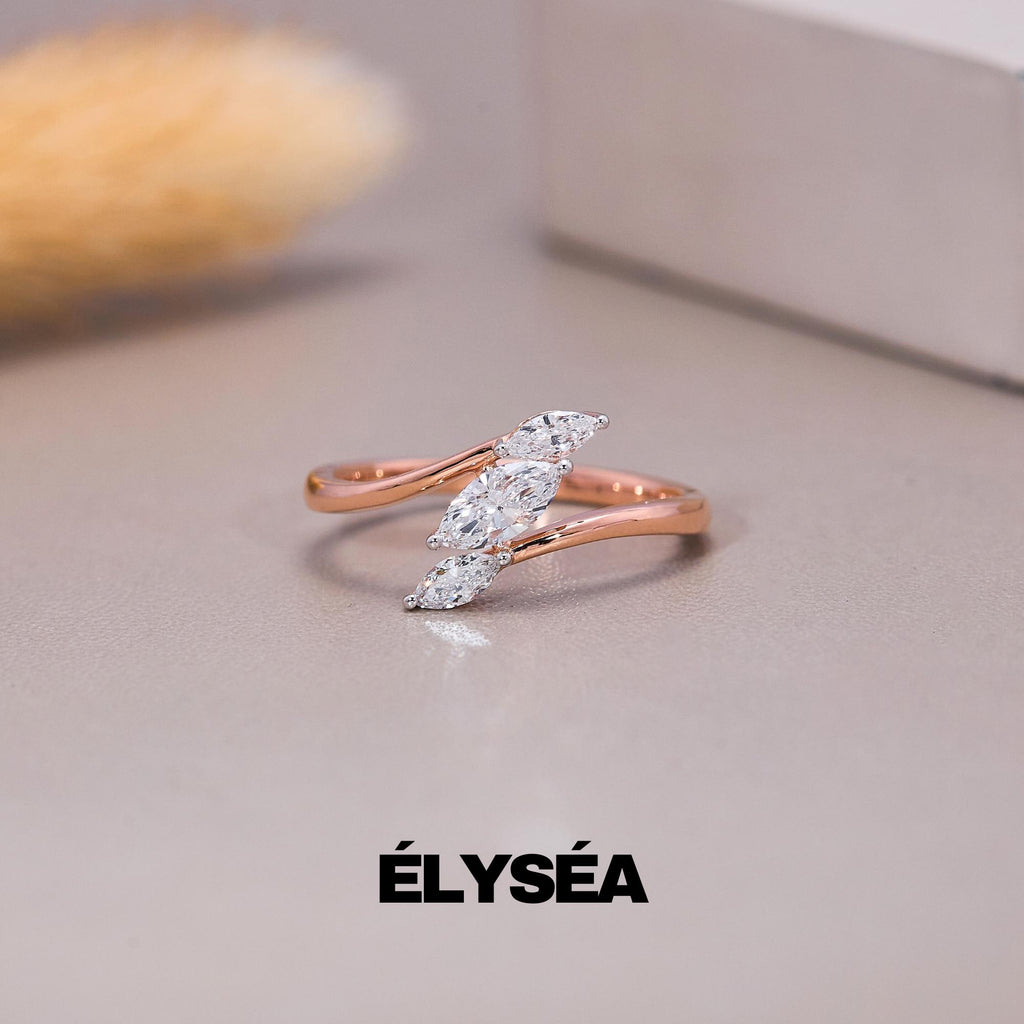 Marquise Cut Lab Grown Diamond Ring, 3 Marquise Diamond Bypass Engagement Ring, Wedding Ring, Anniversary Gift, Gift For Women, Gift For Her