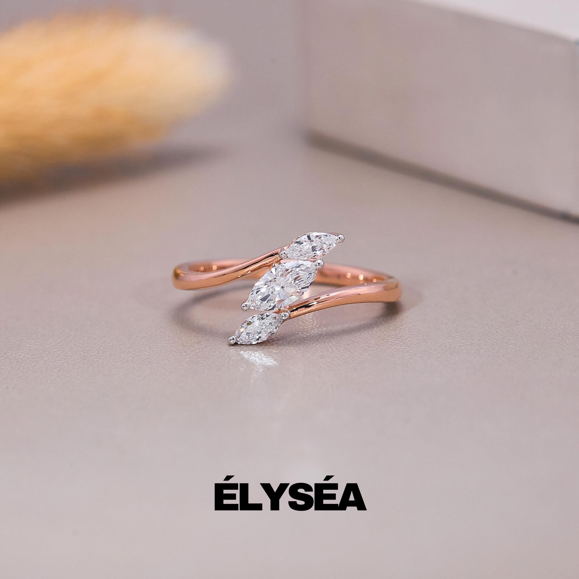 Marquise Cut Lab Grown Diamond Ring, 3 Marquise Diamond Bypass Engagement Ring, Wedding Ring, Anniversary Gift, Gift For Women, Gift For Her
