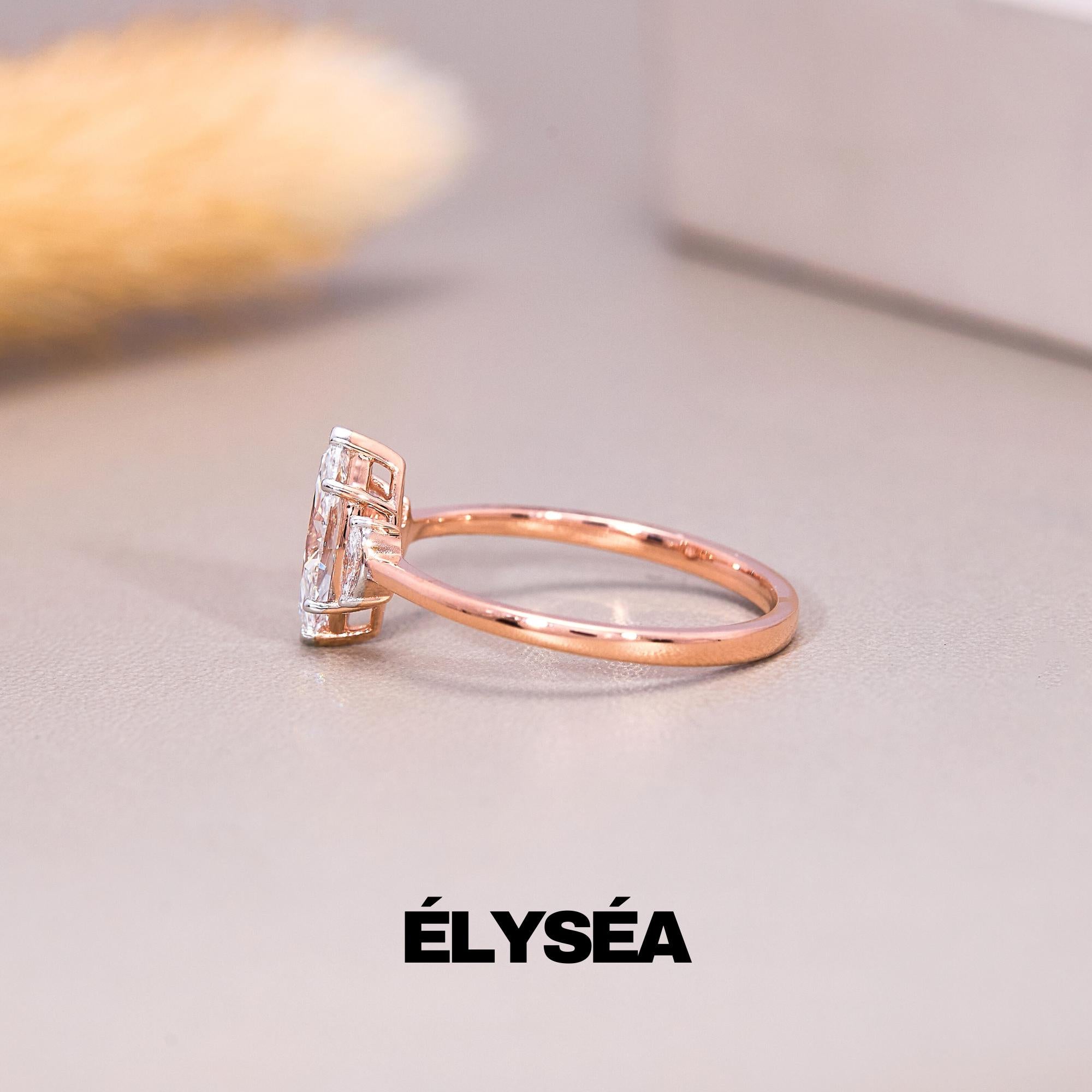 Unique Engagement Ring 0.75 ctw, 14k Gold Marquise Cut Ring with Lab Grown Diamond, Modern Solitaire Engagement Ring, Fine Jewelry for Women