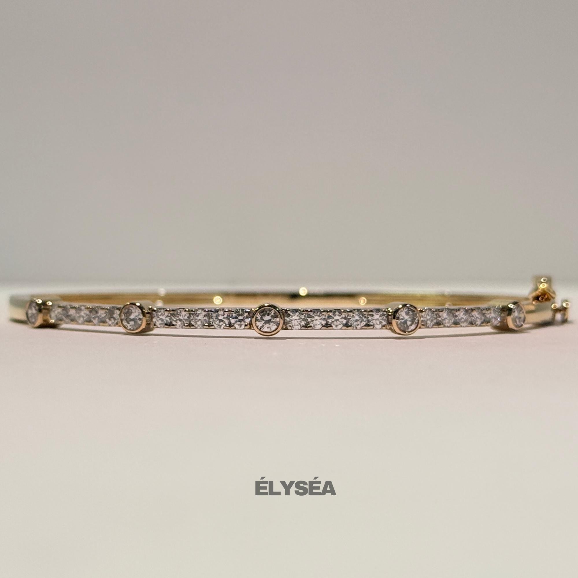 0.76CT 14K Solid Gold Lab Grown Diamond Bangle Bracelet for Women