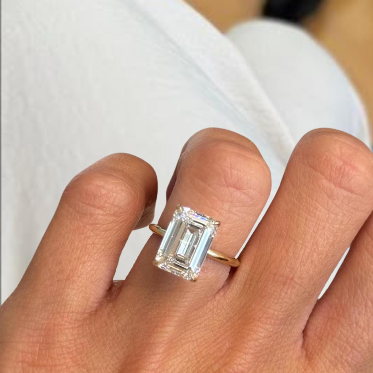 Dreamy 5.00 Carat F-VS1 Emerald Cut Lab Grown Diamond Engagement Ring