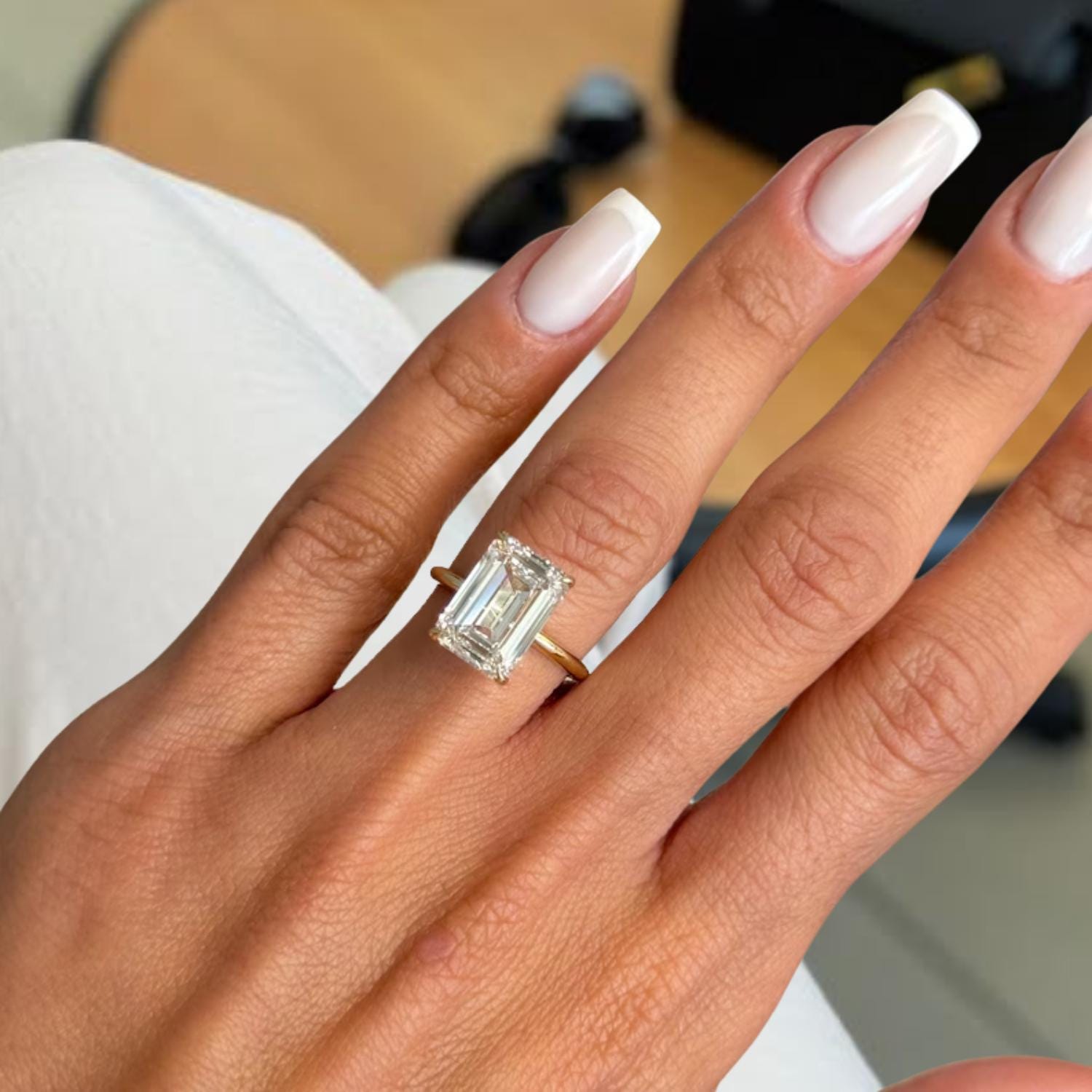 Dreamy 5.00 Carat F-VS1 Emerald Cut Lab Grown Diamond Engagement Ring