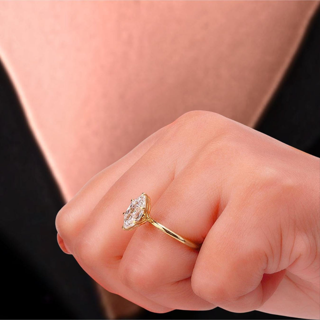 14K Gold Hexagon Cut Lab Grown Diamond Engagement Ring