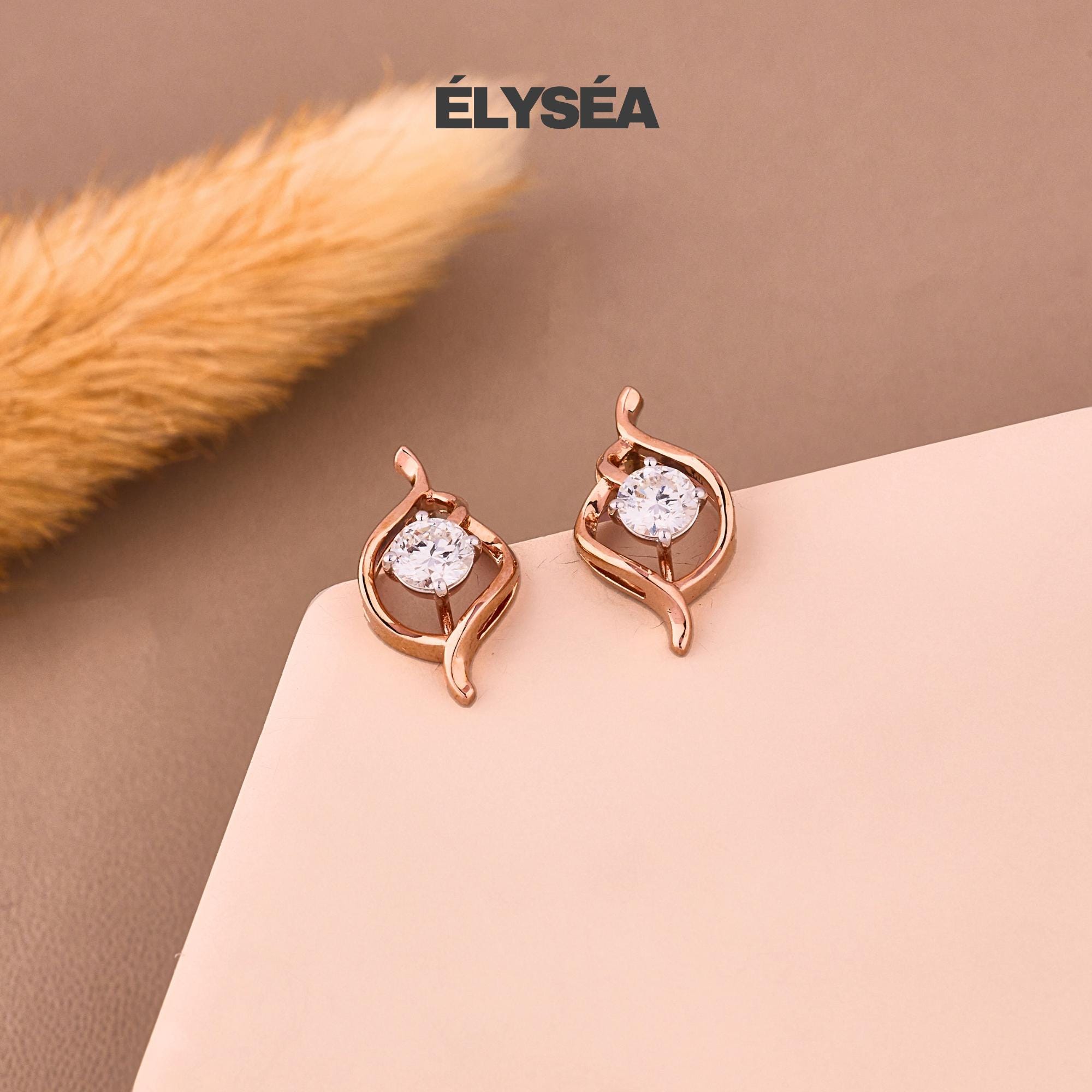 Diamond Solitaire Earrings / 14k Gold Dainty Diamond Earrings / Tiny Stud Earrings  / Round Lab Grown Diamond Studs / Minimalist Earrings