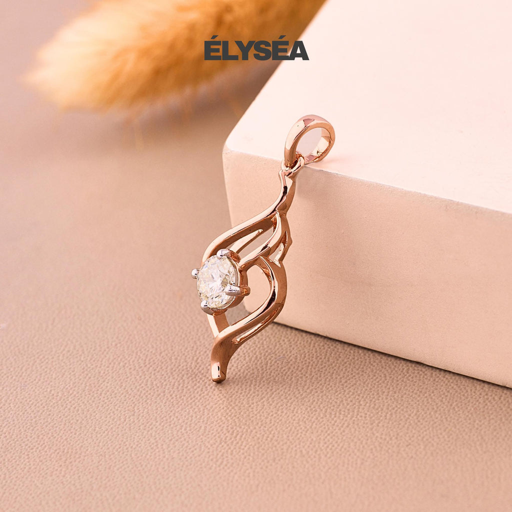 14k Solid Gold Single Stone Diamond Pendant, Diamond Solitaire Necklace in 14k Solid Gold, Women Body Artifact Charm Pendant, Unique Gift