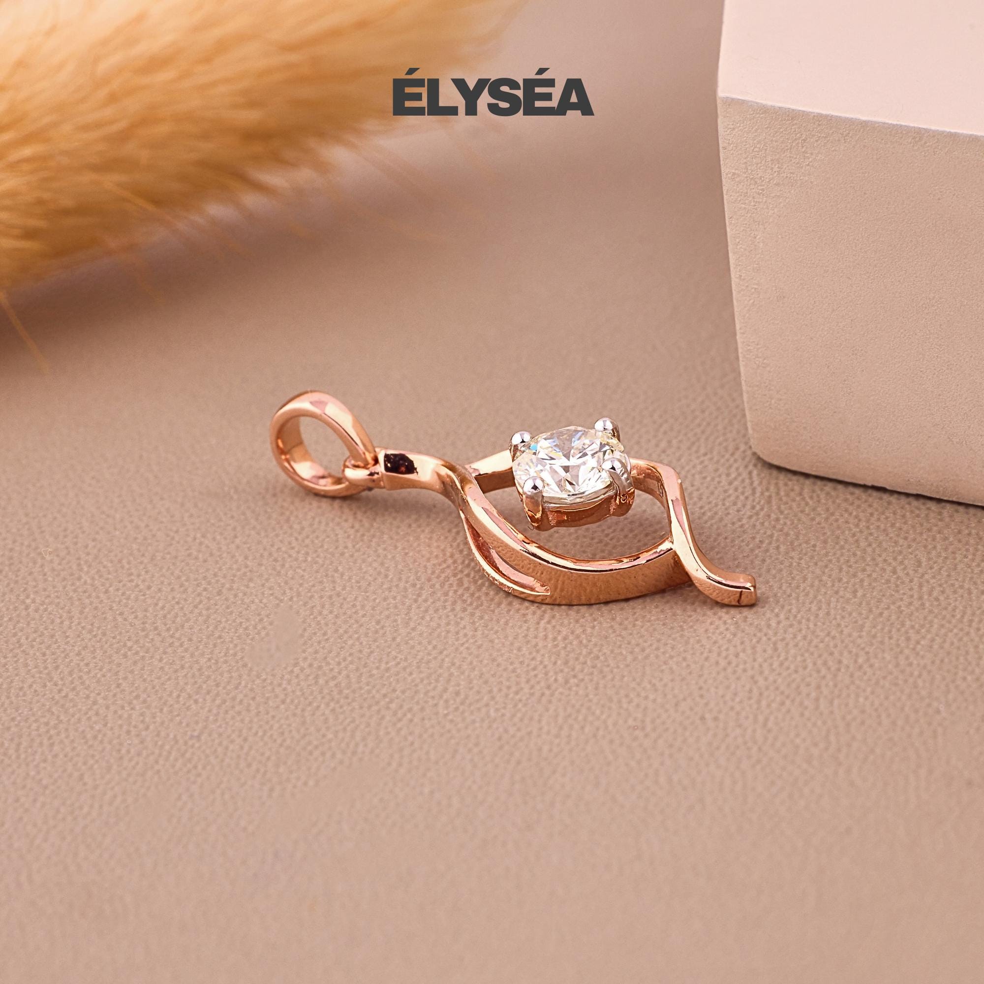 14k Solid Gold Single Stone Diamond Pendant, Diamond Solitaire Necklace in 14k Solid Gold, Women Body Artifact Charm Pendant, Unique Gift