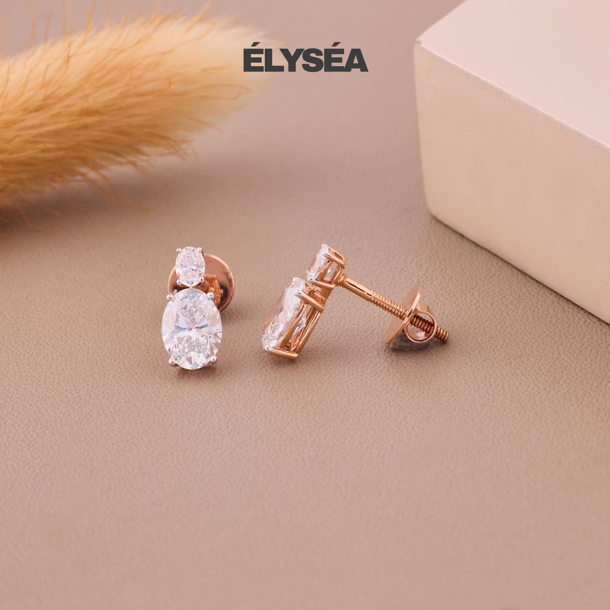 Oval Diamond Earrings, Dainty Oval Cut Diamond Stud Earrings, 14k Gold Diamond Stud Earrings, Bridesmaid Earrings, Gift for Her