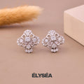 Diamond Stud Earrings, Diamond Clover Studs, 14K Gold Floral Studs, Minimalist Clover Stud Earrings, Flower Shaped Diamond Earrings