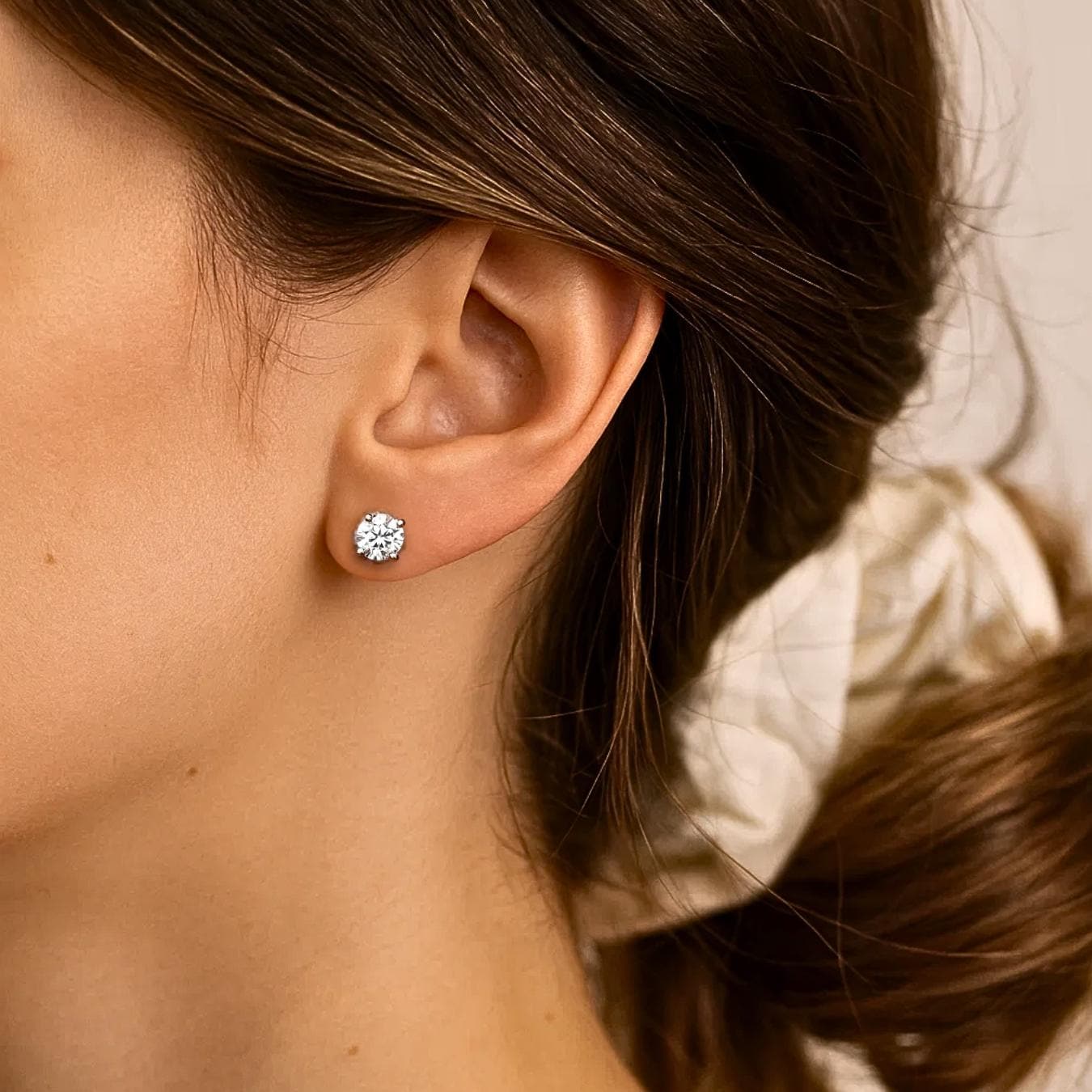 1.00 Ct Lab Grown 14K Gold Round Cut Diamond Stud Earrings