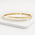 Unique Diamond Bangle Bracelet 1ct, 14K Gold Cross Over Bangle, Graduating Diamond Bracelet,Ladies Bracelet Bangle
