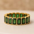 Full Eternity Wedding Band Solid 14K Gold Emerald Cut Gemstone Ring