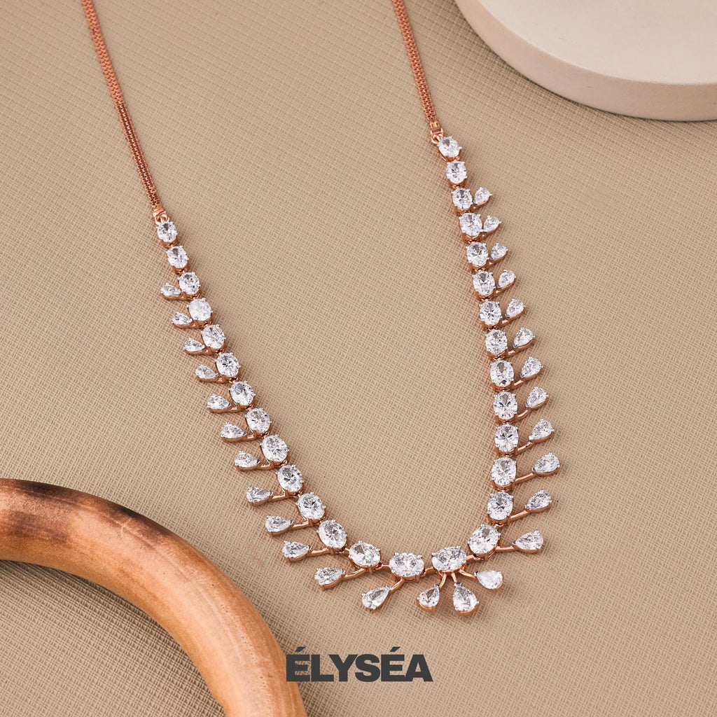 Luxurious 14k Solid Gold Diamond Tennis Necklace, Pear & Oval Cut Lab Grown Diamond Wedding Necklace For Women's, Last Minute Gift
