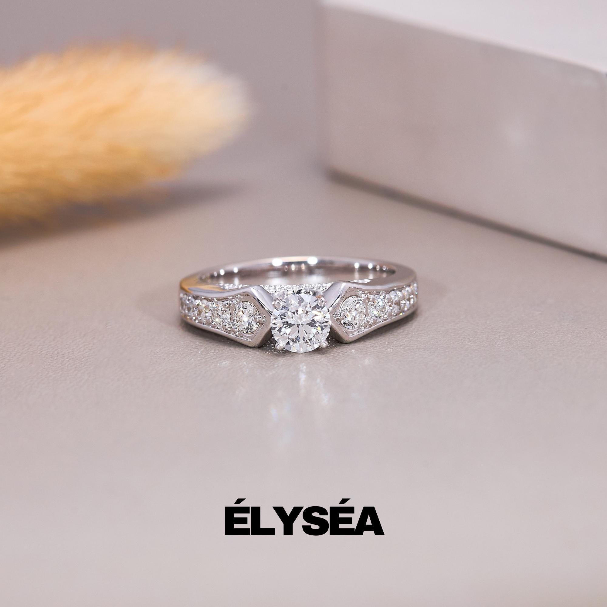 Round Cut Engagement Ring, 0.95 ctw 14k Gold Round Lab Grown Diamond Engagement Ring, Minimalist Dainty Wedding Ring, Diamond Ring