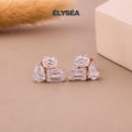Three Stone Stud Earrings, 10K/14K Gold Studs, Small Cluster Diamond Earrings, Multi Diamond Earrings, Diamond Accent Earrings