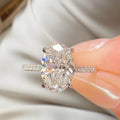 Oval Lab Grown Diamond Ring With Halo And Pave Eternity 14K Gold Engagement Ring For He
