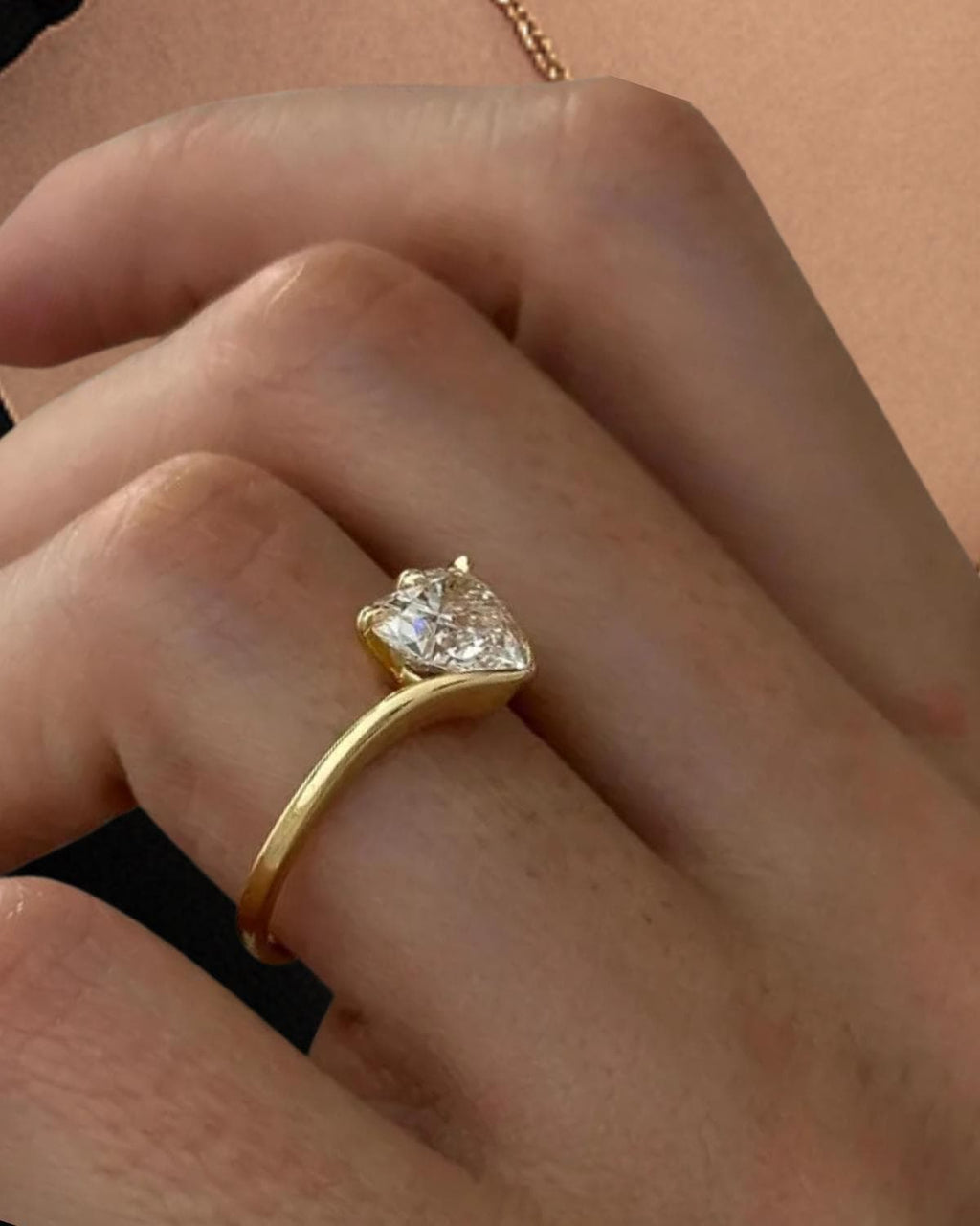 2 Carat Heart Shape Unique Solitaire Ring, 14K Gold Nested Lab Grown Diamond Engagement Ring