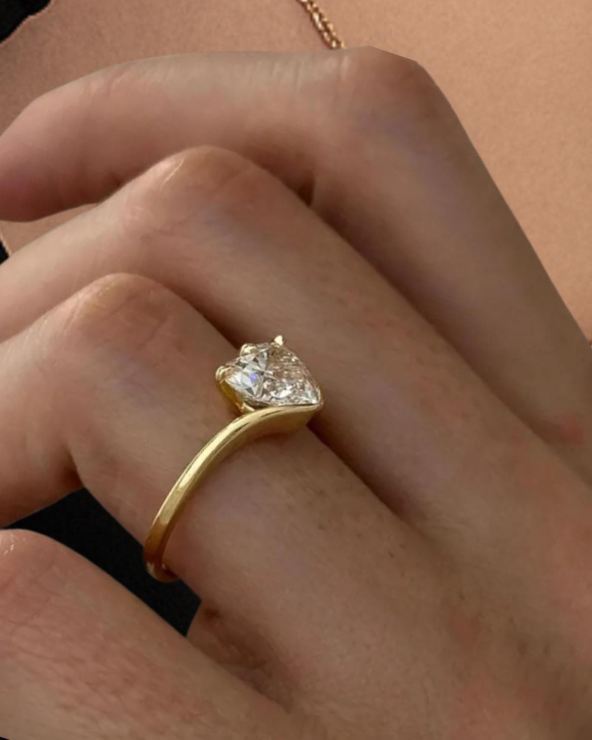 2 Carat Heart Shape Unique Solitaire Ring, 14K Gold Nested Lab Grown Diamond Engagement Ring