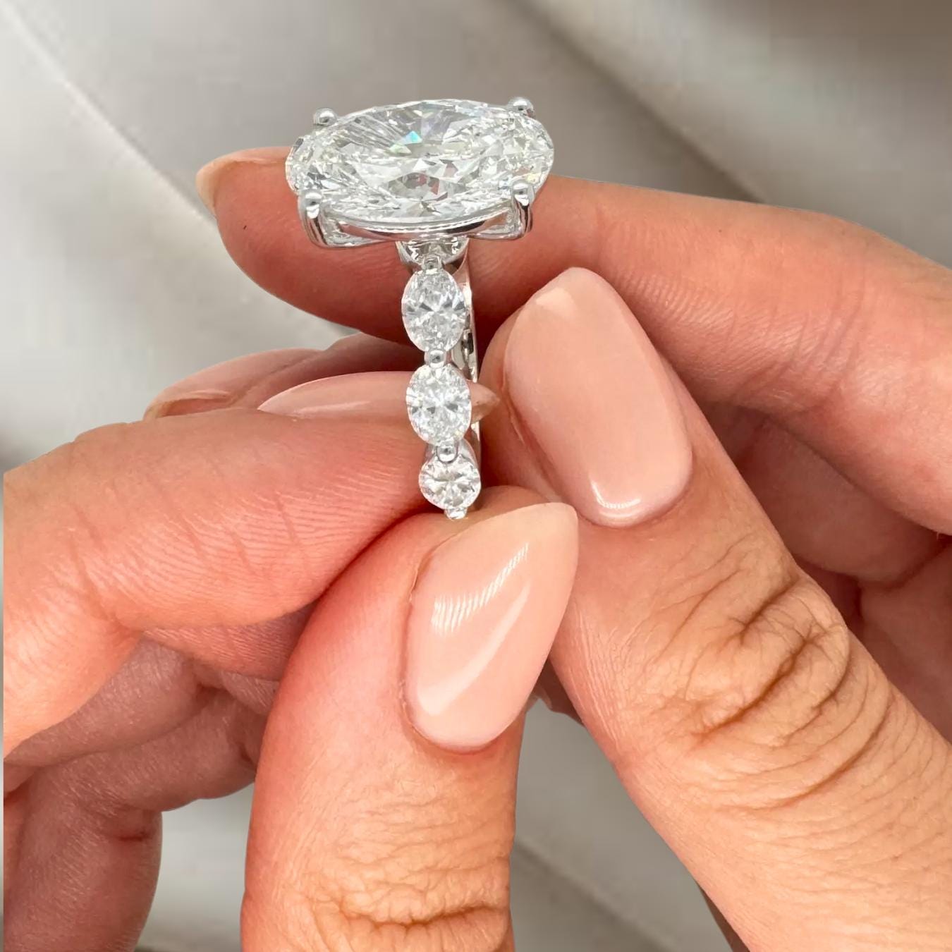 6.20 Ct 14K Solid Gold Oval LAB Diamond Engagement Ring
