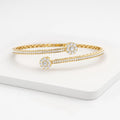 Diamond Open Cuff Bangle, 14K Gold Cluster Lab Grown Diamond Bracelet, Statement Bangle